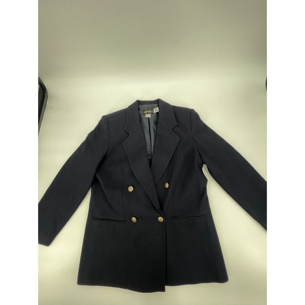 Requirements Blazer Jacket Womens 10‎ Black Pure Wool Double Breasted Business
